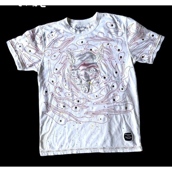 Inkslingers Other - VTG Inkslingers T-shirt Sz L Blue Moe White Devil Dragon Embroidered Tat…